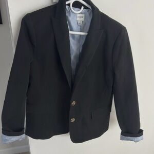 J. Crew Black Blazer with Blue Striped Interior